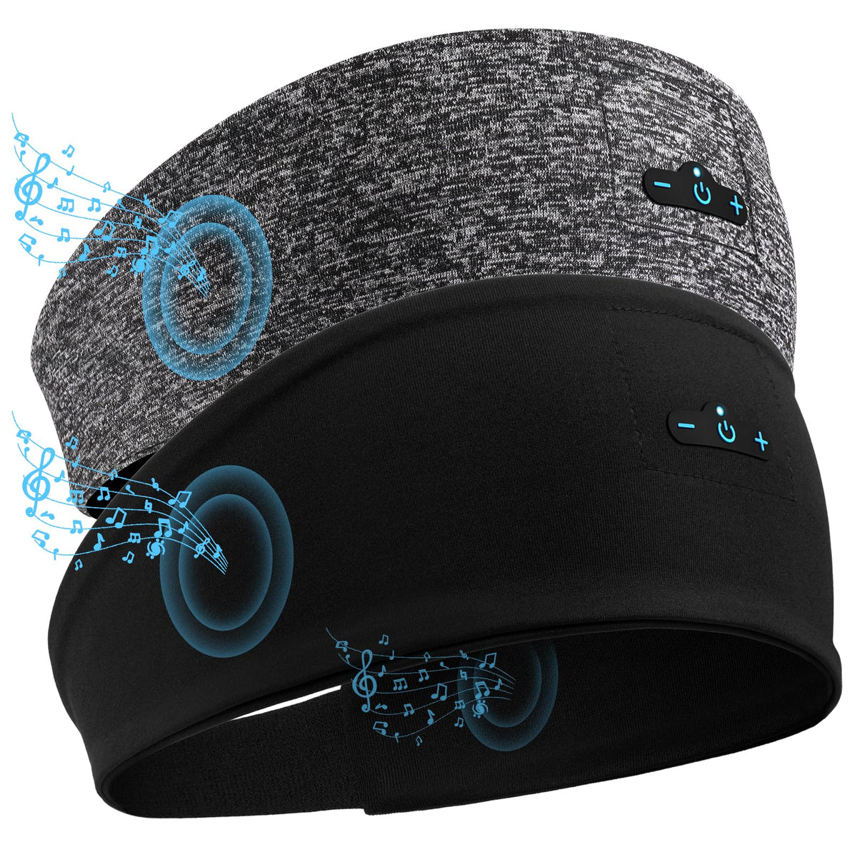 TOPIEI Sleep Headphones headband worn by side sleepers for comfortable overnight listening.