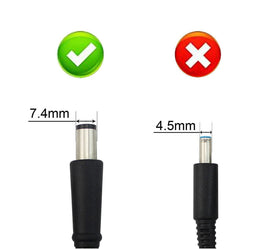 TOPKAIYUEN adapter specification label close-up showing 19V 3.34A rating for compatibility