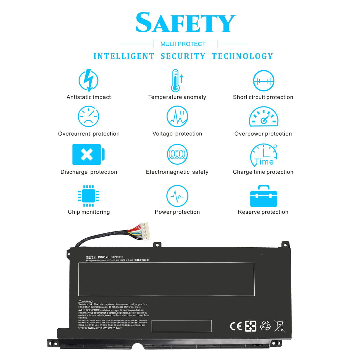 TOPKAIYUEN PG03XL battery side profile highlights slim form factor