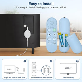 Compatibility chart shows Google TV and Chromecast support for TOPKIND remote.