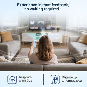 TOPKIND remote in use beside TV screen for seamless control.