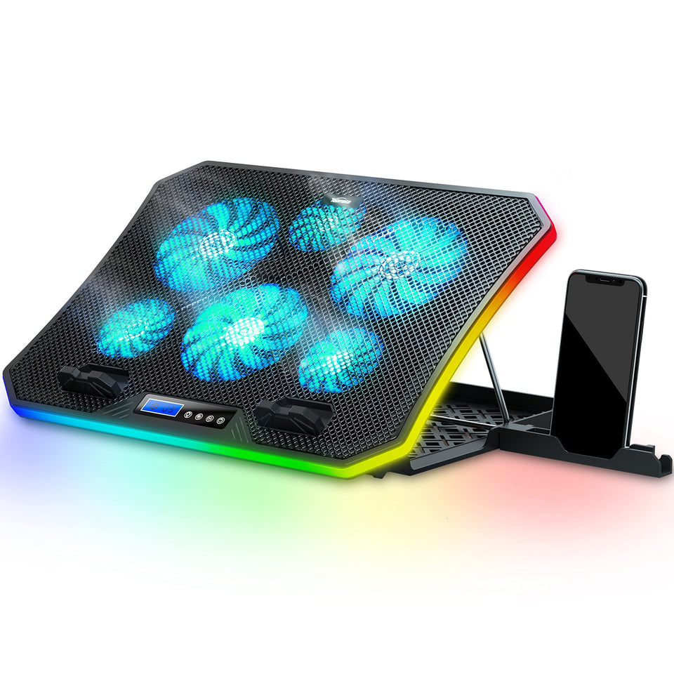 TopMate C12 front view showing large cooling surface and RGB benefits