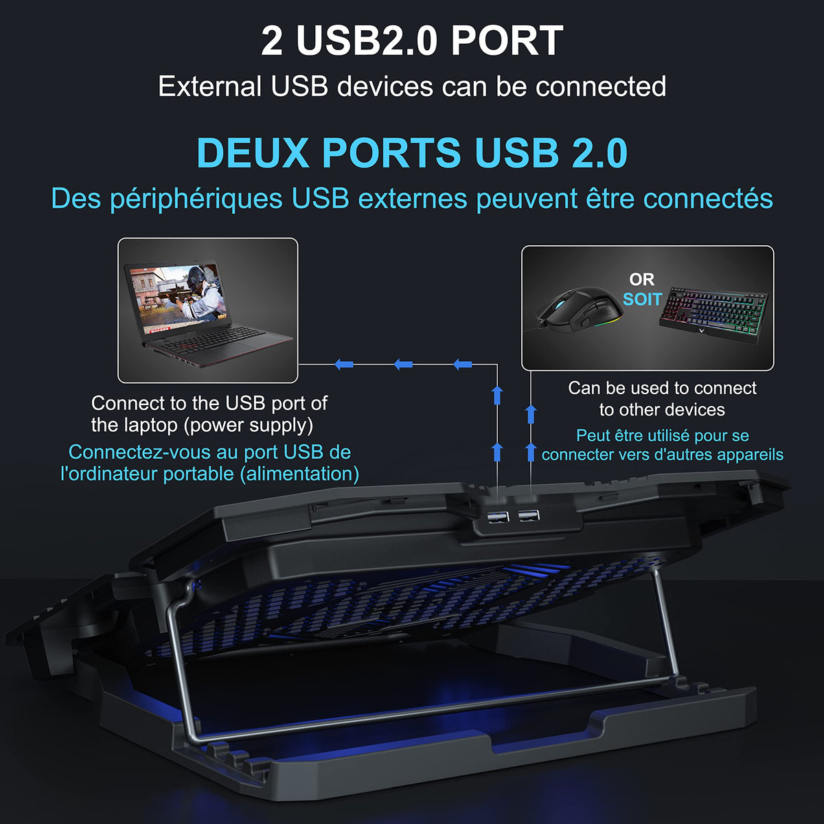 TopMate C5 in a gaming setup with laptop showing cooler enhances performance