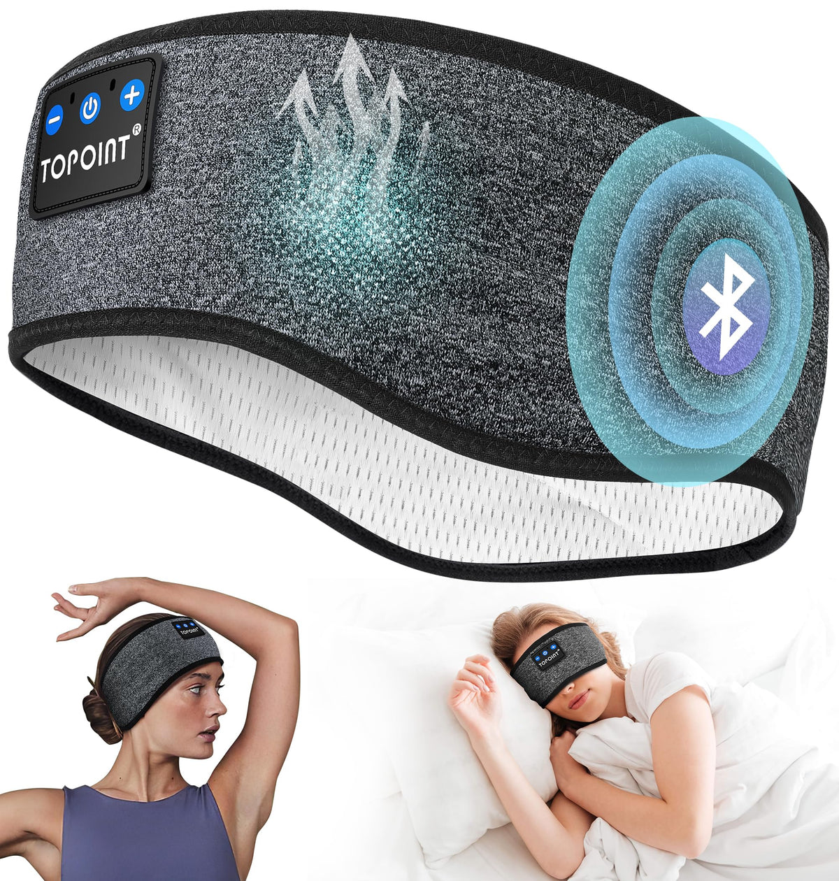 TOPOINT Sleep Headband with Bluetooth 5.4 connection for wireless audio on the go