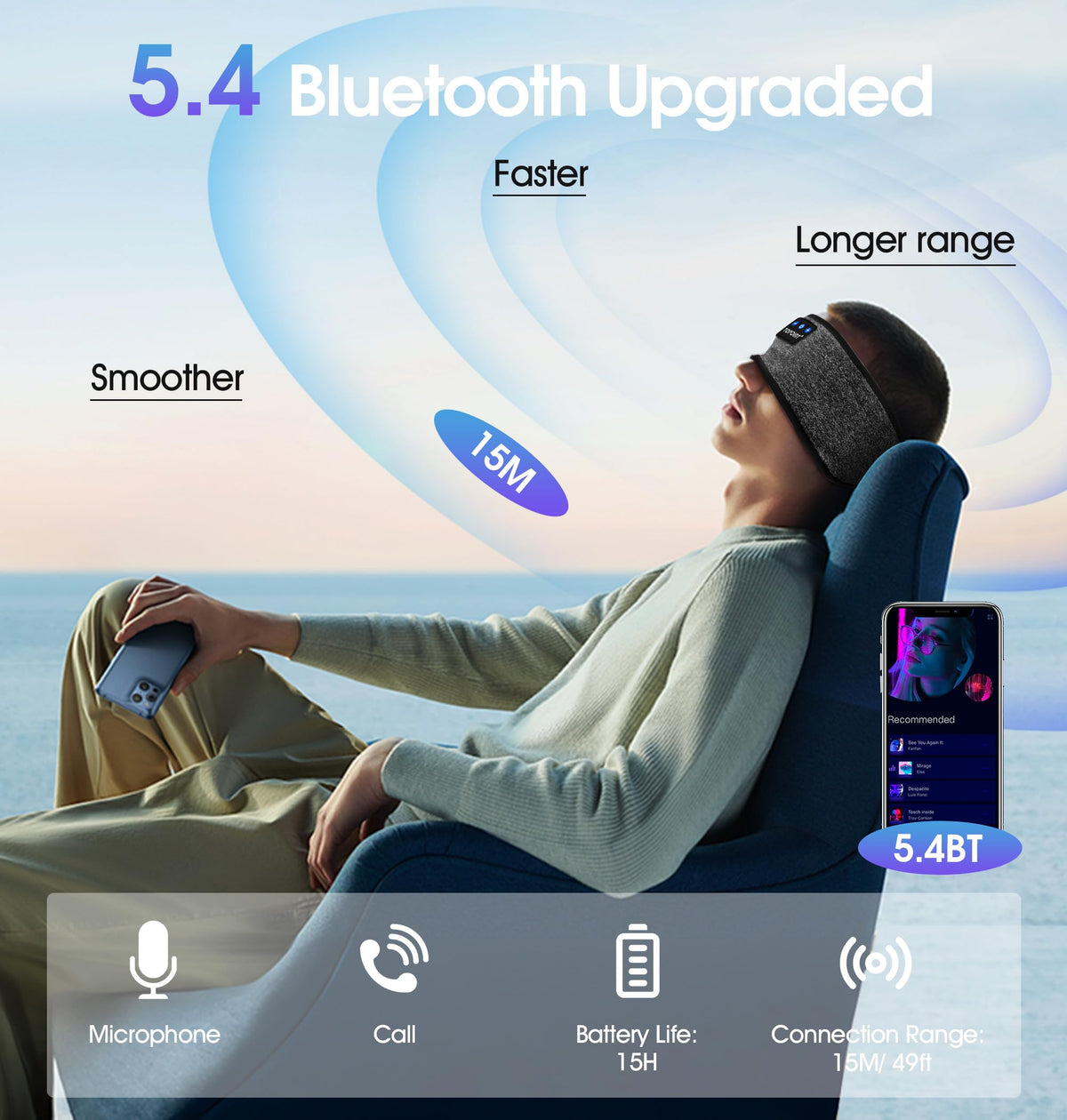 TOPOINT sleep headband features breathable quick-dry fabric to stay dry