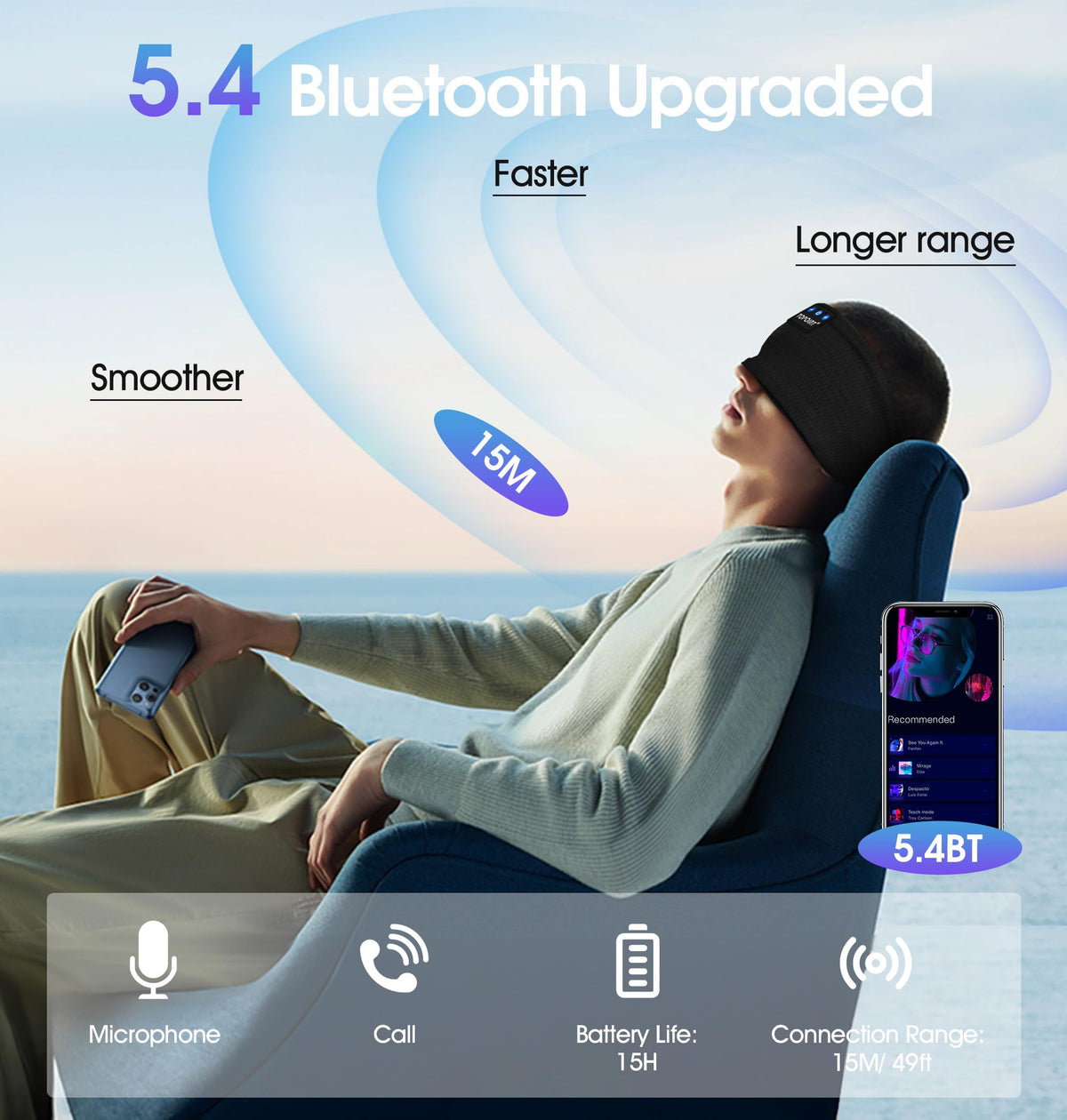 TOPOINT hi-fi speakers inside headband deliver clear sound