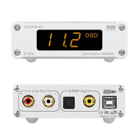 TOPPING D10s front panel with LED indicators for clear desk status
