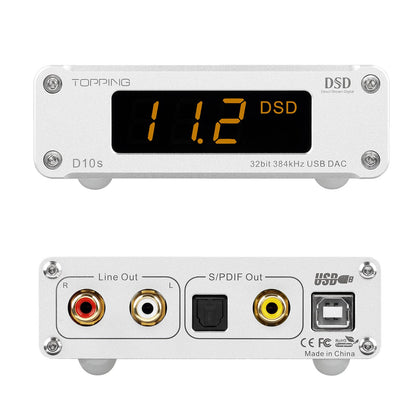 TOPPING D10s front panel with LED indicators for clear desk status