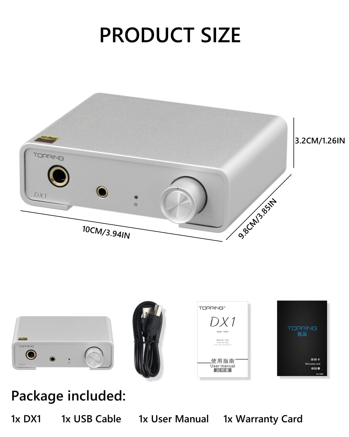 TOPPING DX1 connection dock highlights versatile USB and headphone outputs.
