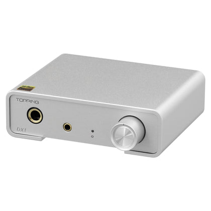 TOPPING DX1 front view, compact design for high-fidelity desktop listening.