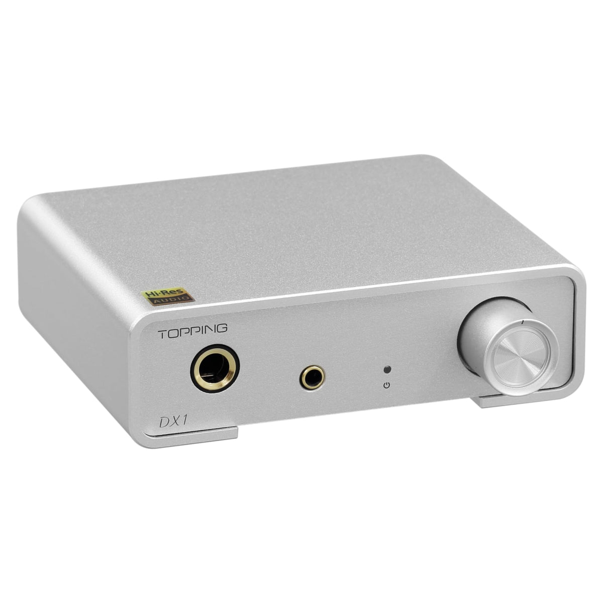 TOPPING DX1 top view demonstrates compact footprint for desk or travel listening.