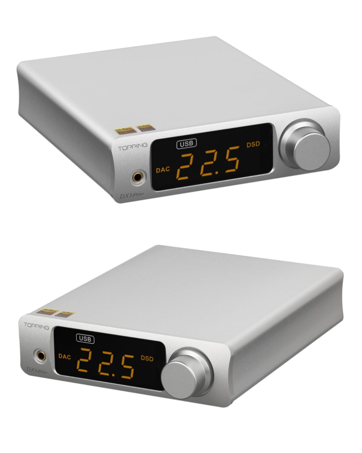 TOPPING DX3Pro+ pairing with PA3s for a complete desktop system.