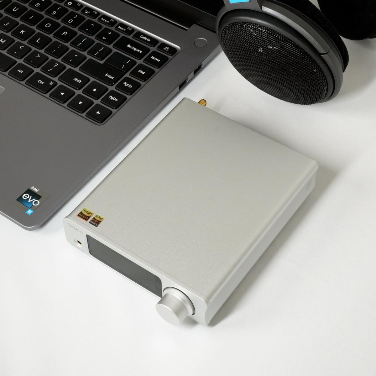 TOPPING DX3Pro+ remote control for on-desk listening tweaks.