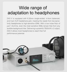 KGUSS Topping DX5II 4.4 mm balanced output delivers clean, powerful drive.
