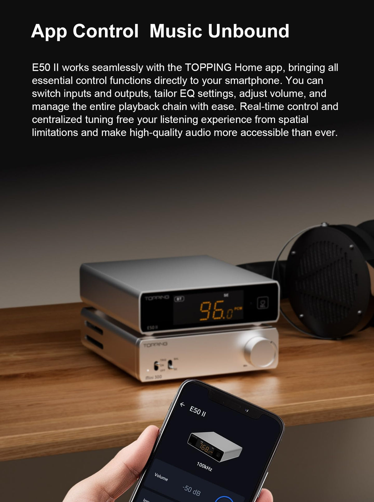 TOPPING E50 II 10-band EQ visualization for tailored sound