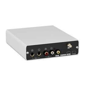 TOPPING E50 II front panel design with white finish and tactile controls.