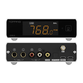 TOPPING E50 II USB DAC supports PCM up to 768kHz and DSD512.