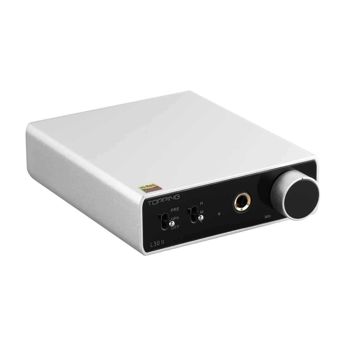 TOPPING L30II NFCA front panel with gain controls for precise listening.
