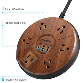 TOPREK placed behind a bed showing flat plug and space-efficient setup