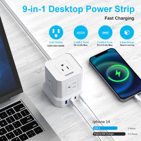 TOPREK long 25 ft cord stretched across room for flexible outlet reach