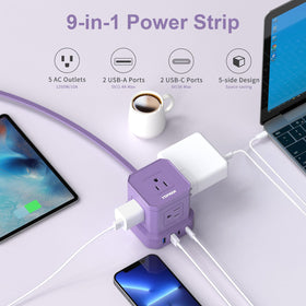 TOPREK flat plug and 10 ft cord ideal for behind bed or couch.