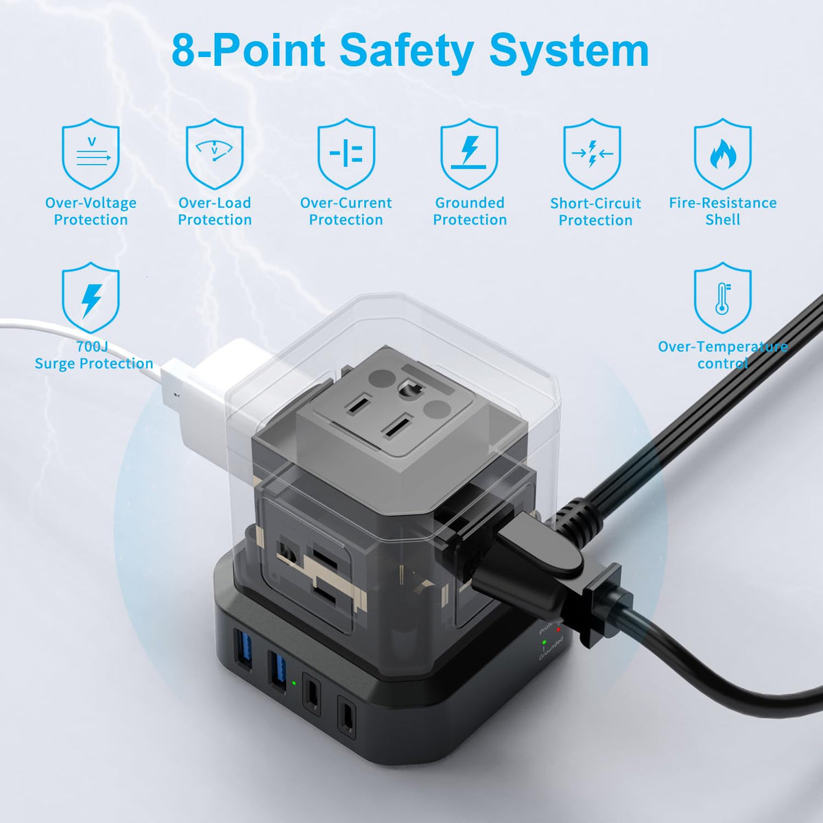 TOPREK 10-foot extension cord provides flexible placement options