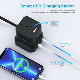 TOPREK compact cube design enables clutter-free desk power