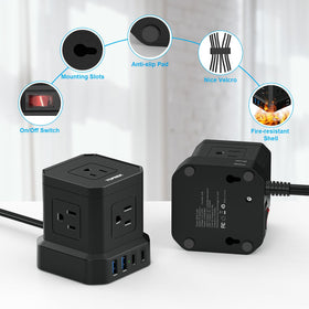 TOPREK dorm and office use-ready power strip keeps chargers organized