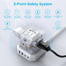TOPREK power strip in RV living area providing convenient multi-device charging