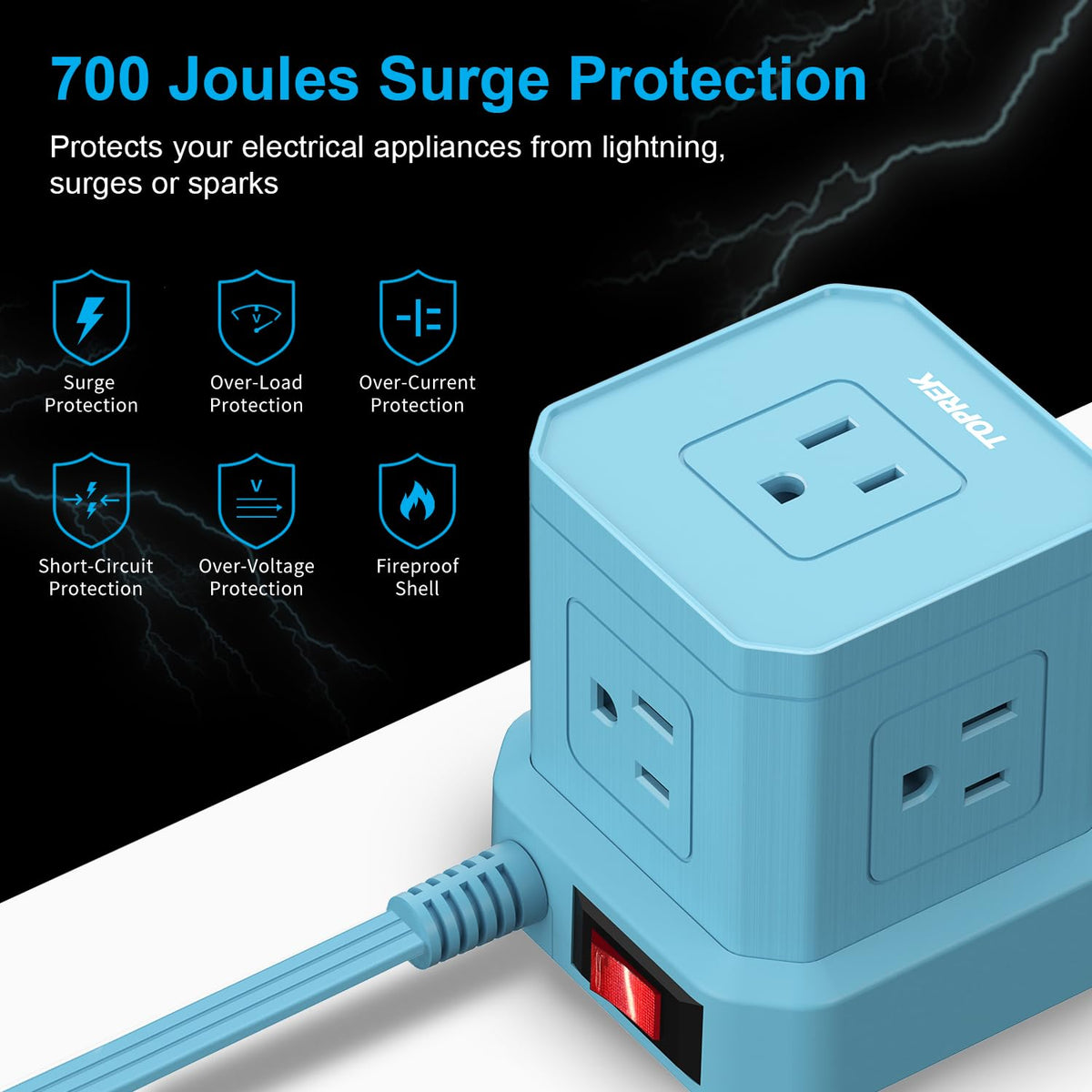 Toprek unit features USB-A ports for charging multiple devices simultaneously.