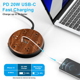 TOPREK USB-C port closeup showing 20W PD fast-charge convenience