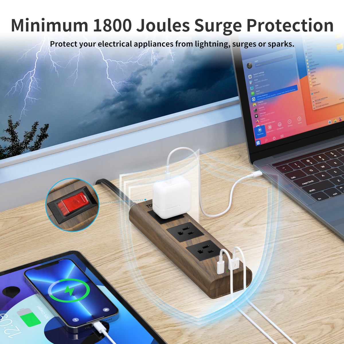 TOPREK USB-C and USB-A ports charge devices efficiently at your workspace
