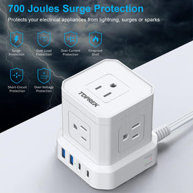 TOPREK USB ports close-up highlighting smart charging for faster top-up