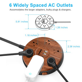 TOPREK top view of widely spaced outlets allowing multiple large adapters