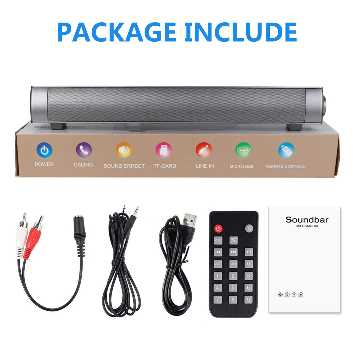 TOPROAD sound bar Bluetooth setup showing wireless connection