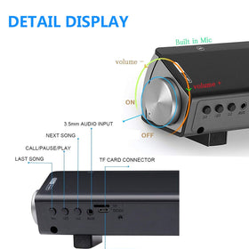 TOPROAD sound bar built-in microphone for hands-free calls