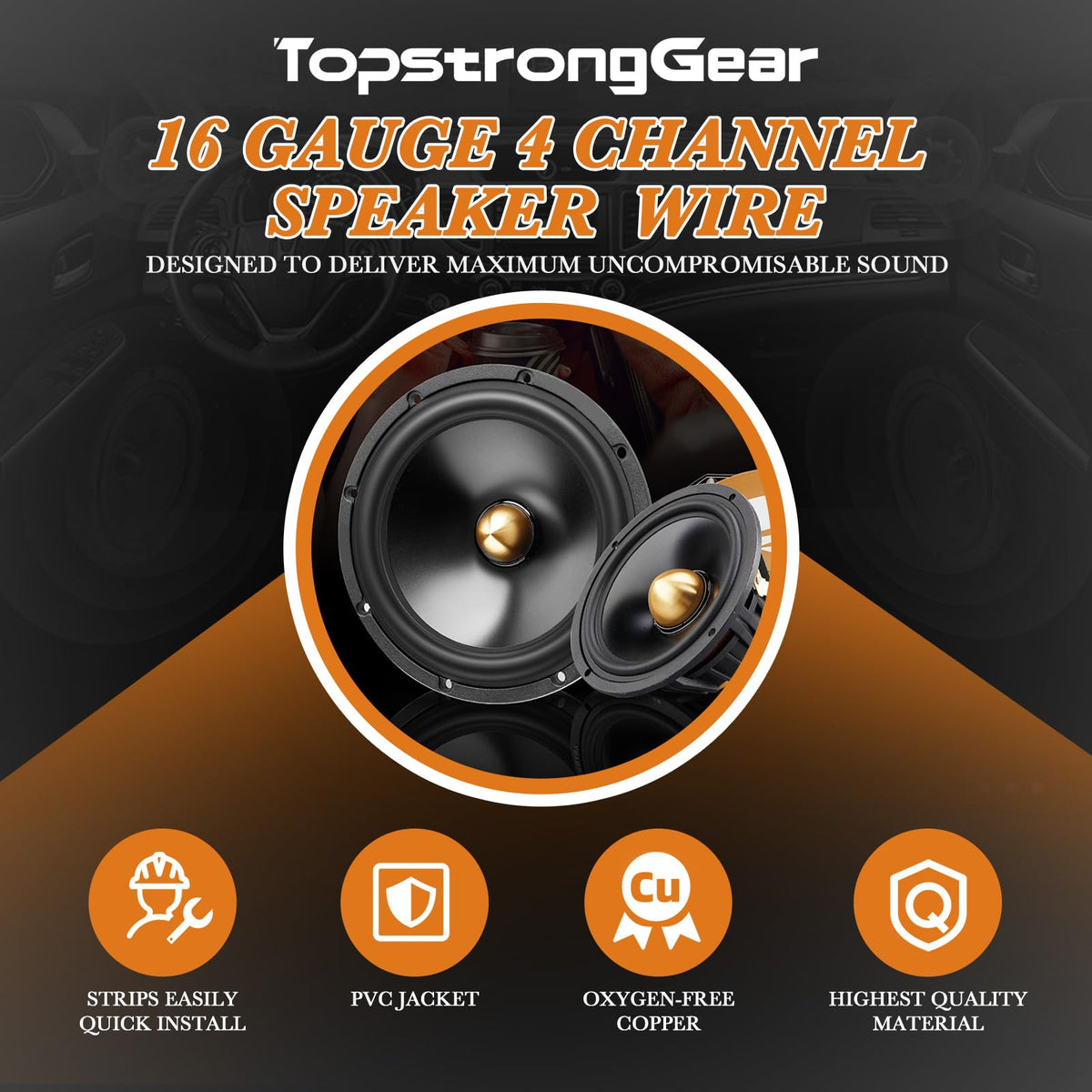 TOPSTRONGGEAR exposed conductor ends showing 100% OFC for better conductivity