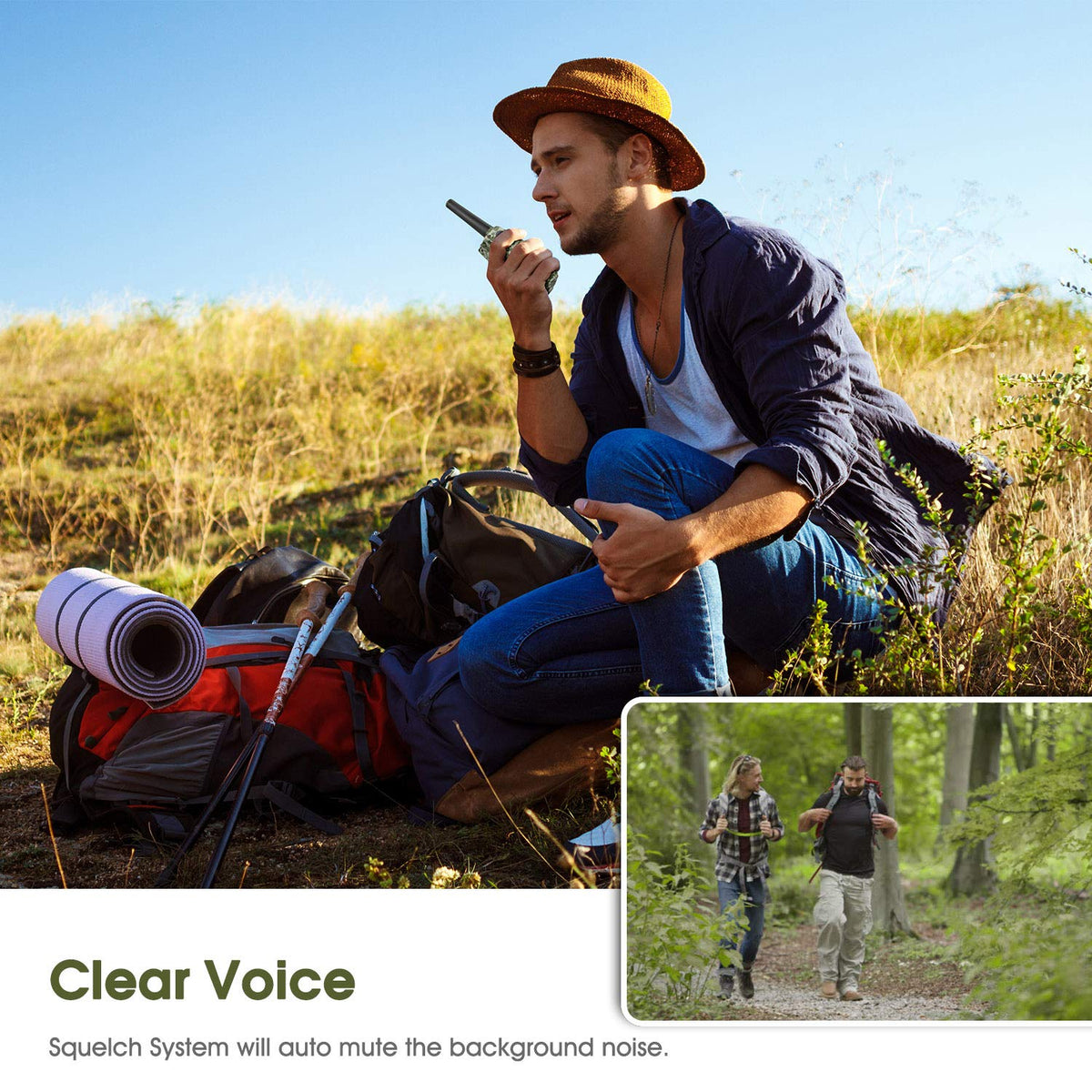 Topsung M880 camo walkie talkie back view highlights compact, lightweight build.