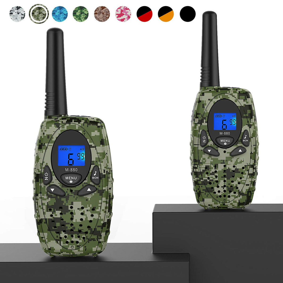 Topsung M880 camo walkie talkie front view for reliable outdoor communication.