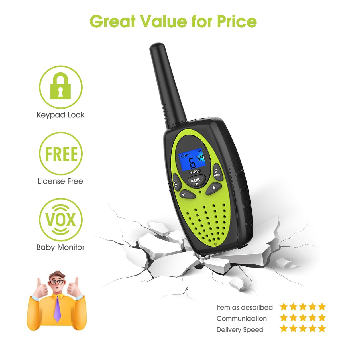 Topsung M880 VOX hands-free function enables talk while moving.