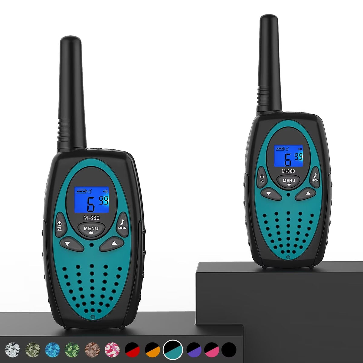 Topsung M880 blue front view walkie talkies, compact and easy for outdoor use