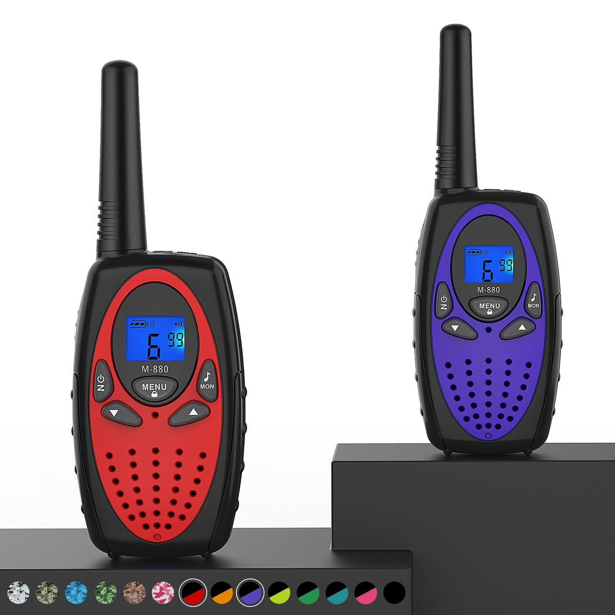 Topsung M880 walkie talkies compact front view for easy carry during outdoor activities