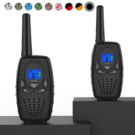 Topsung walkie talkies with belt clip for hands-free use during outdoor activities.