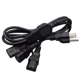 Toptekits NEMA 5-15P to 3x C13 Y-cable powering three monitors from one outlet.