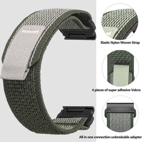 Torbollo 20mm band compatibility shown with Garmin devices.