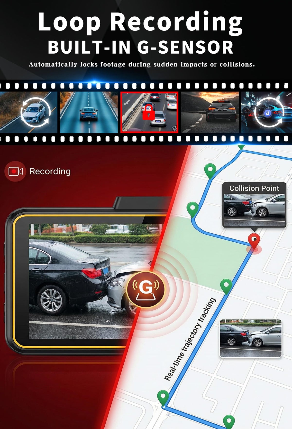 TORINKIND dash cam installed on windshield with clear driver view and easy app access