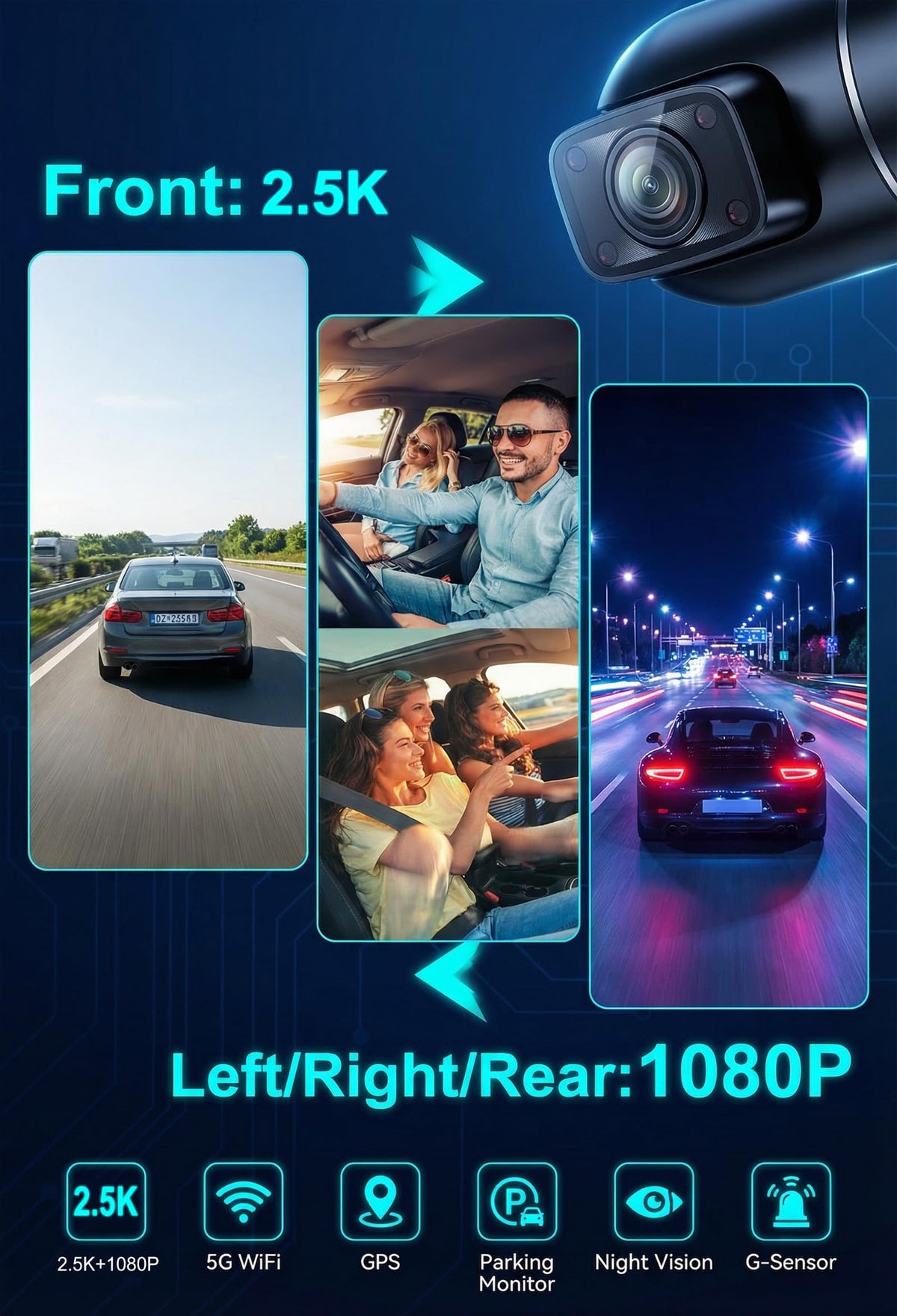 TORINKIND left side camera angle illustrating blind spot monitoring for safer lane changes