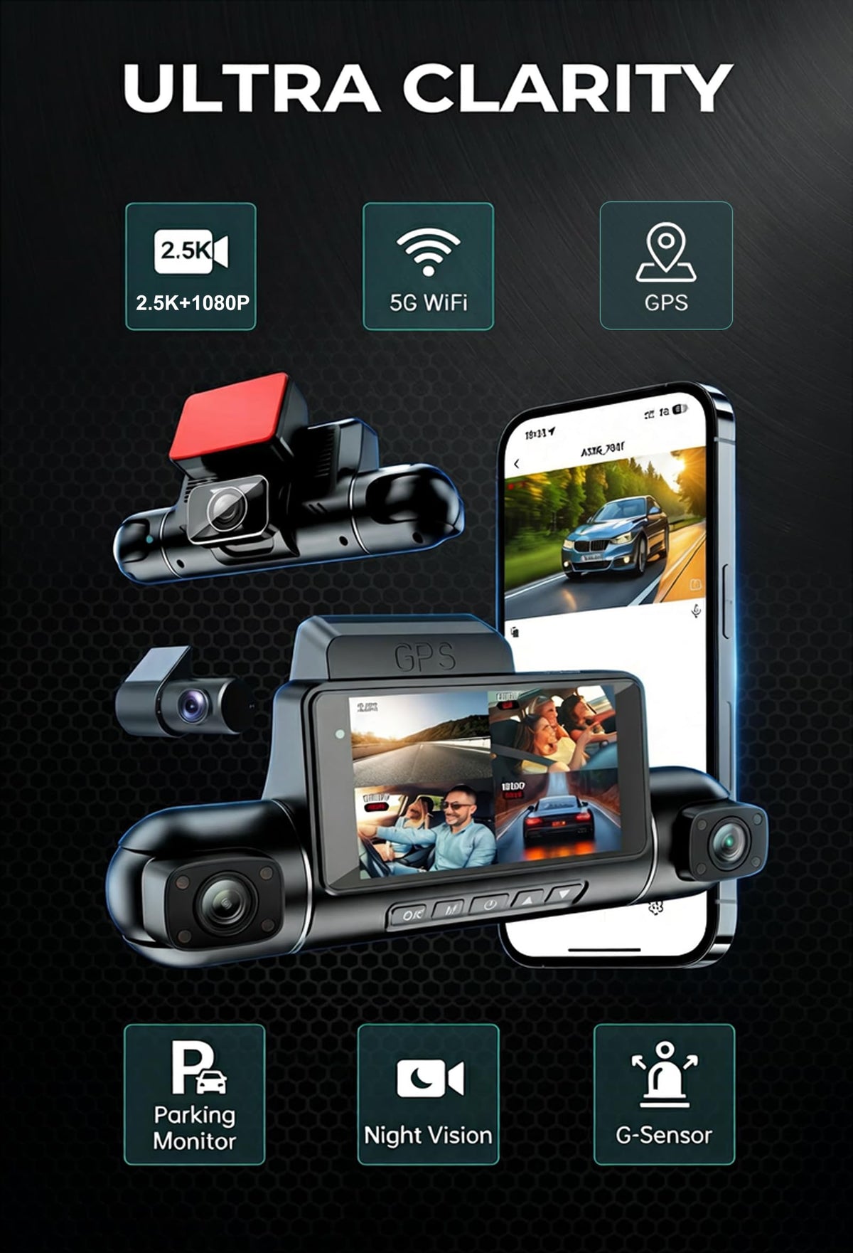 TORINKIND rear camera mounted on back window demonstrating rear traffic coverage benefit