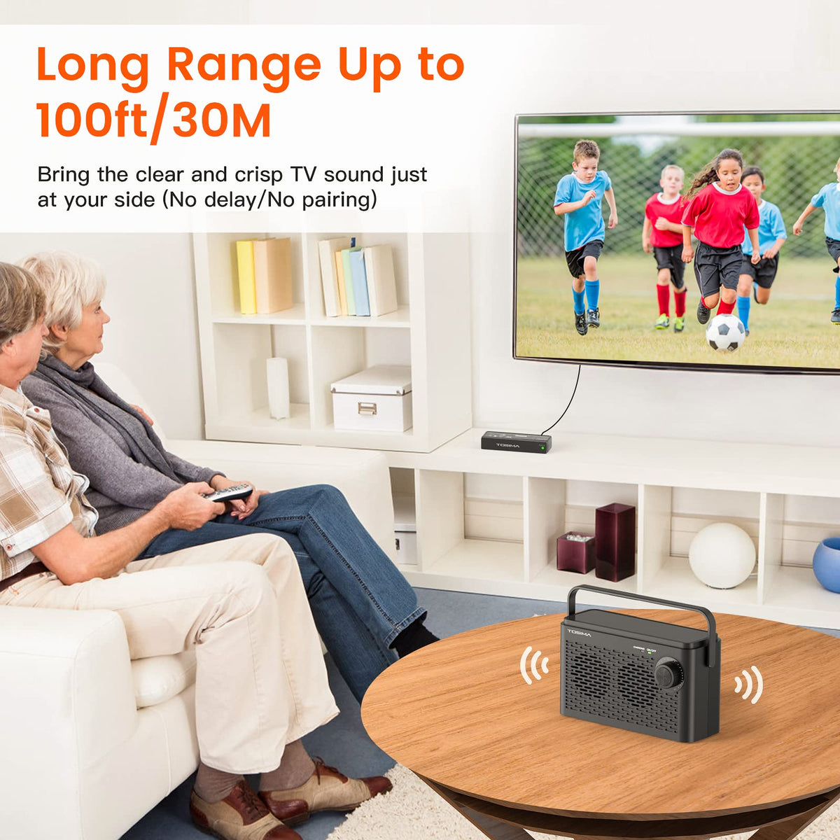 Tosima TV-8000 hard-of-hearing-friendly design enhances sound reach.