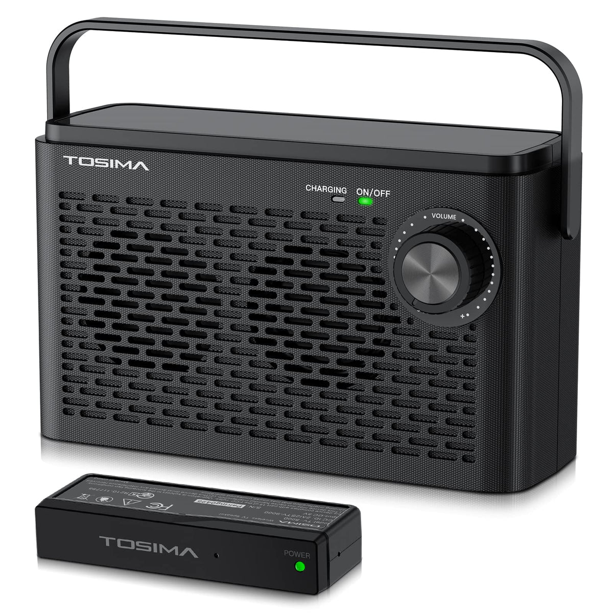 Tosima TV-8000 wireless transmitter enables private TV audio with room-friendly control.